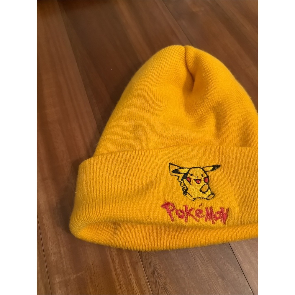 Vintage Pokémon Pikachu Knit Orange Embroidered Beanie Patch One Size - Picture 3 of 5
